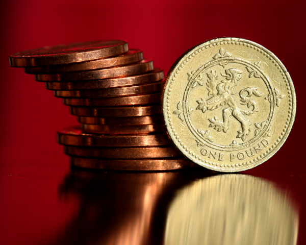 A pile of pound coins showing a business owner pondering the question is marketing an expense or investment?