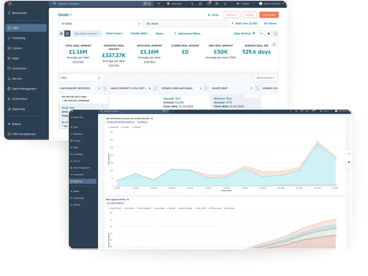 Hubspot dashboard mock ups