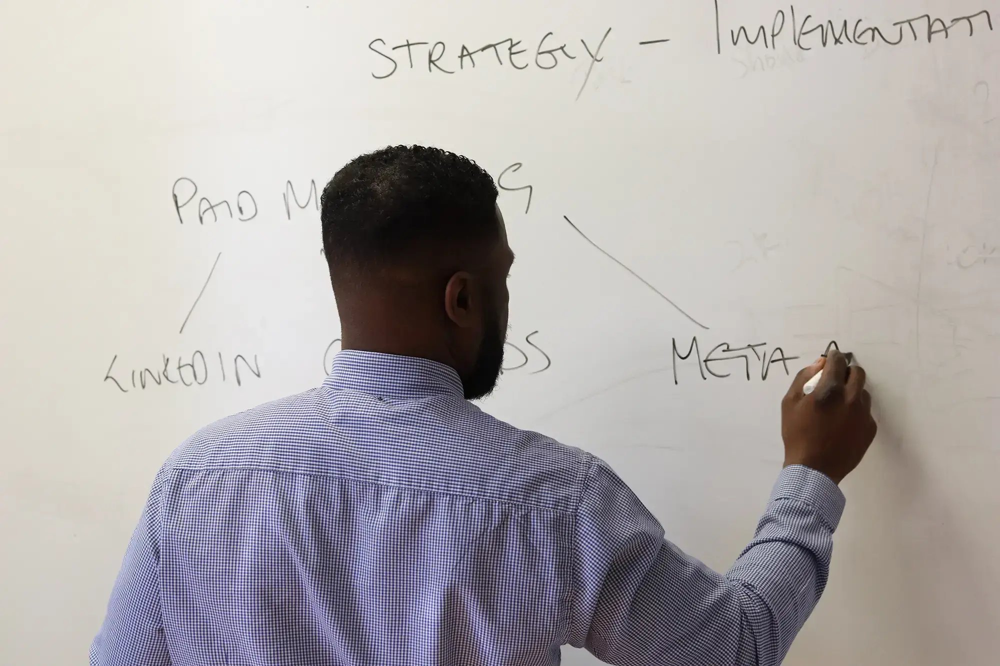 Whiteboard Writing About Social Media Strategy