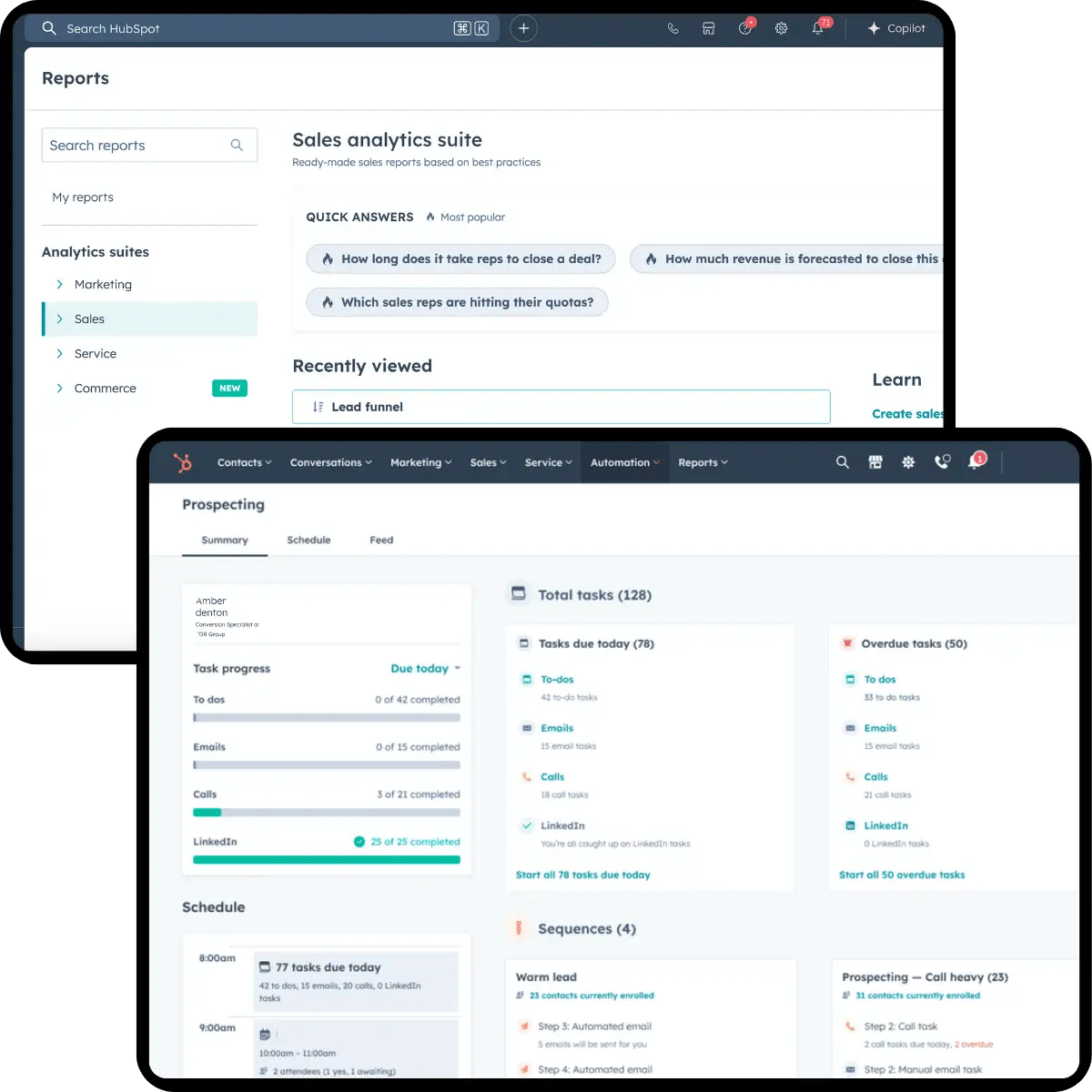 HubSpot Sales Hub Sales Workspace Dashboard