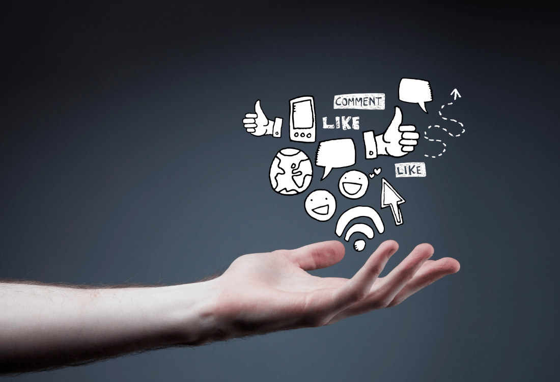 Graphic showing how people interact with social media.
