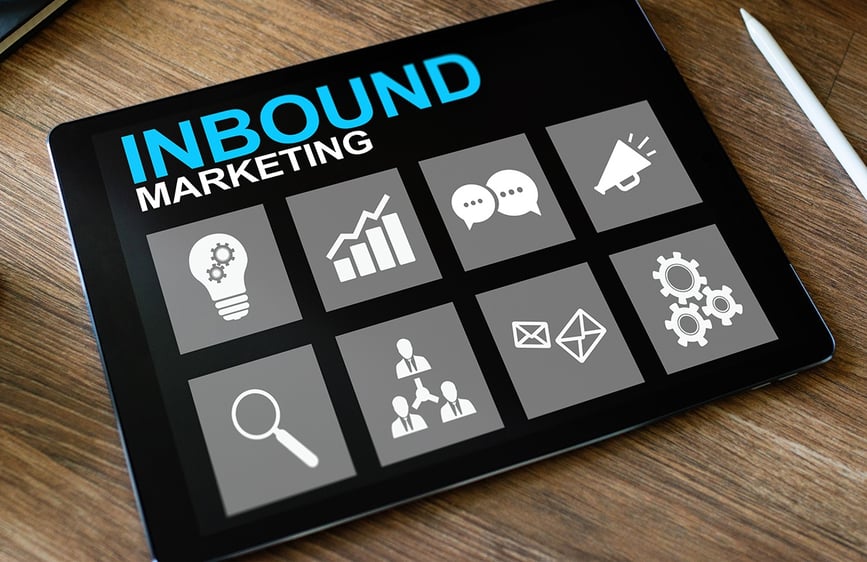 A tablet showing how Inbound Marketing helps achieve your businesses ambitions with confidence. 