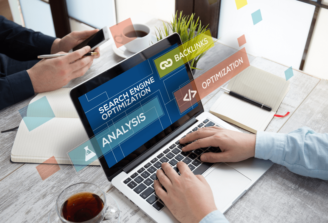 A manufacturer updating his SEO to improve the visibility of his business