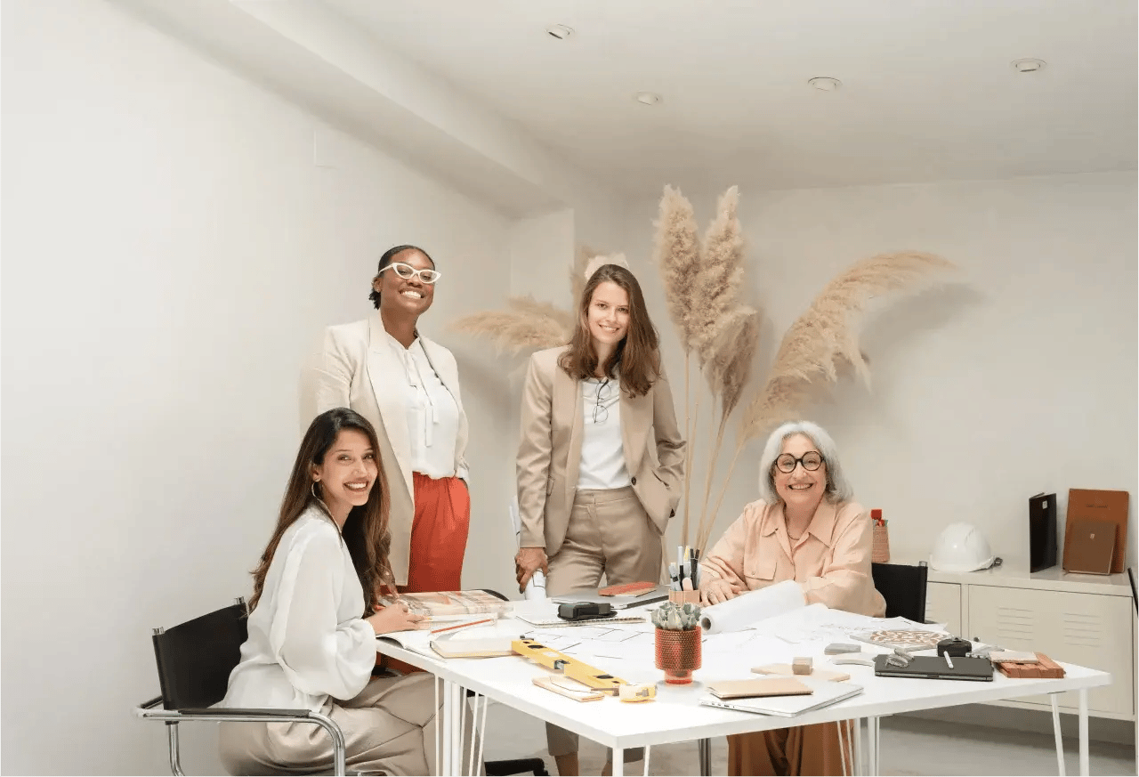 A group of female architects working on a project.