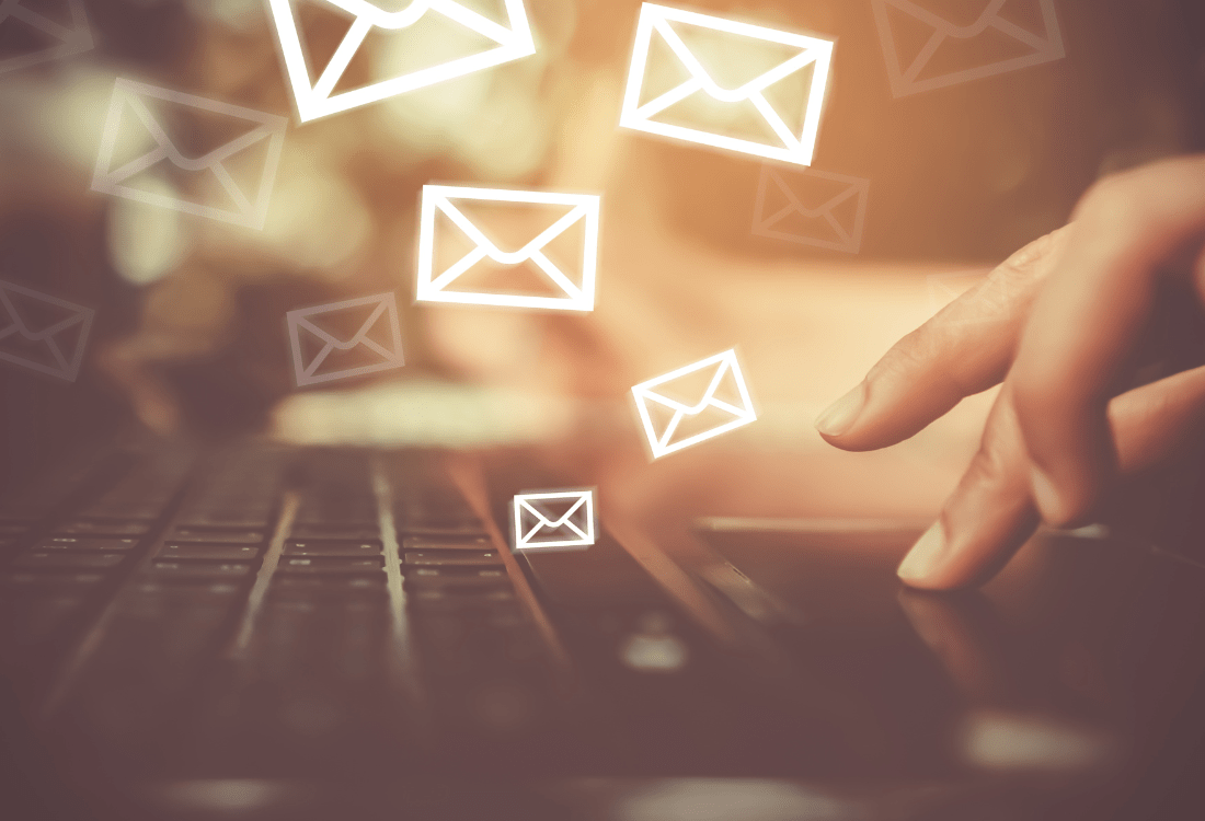 A visual representation the process of building stronger customer relationships through targeted email campaigns managed via HubSpot, highlighting the direct and personal connection email marketing can establish with recipients.