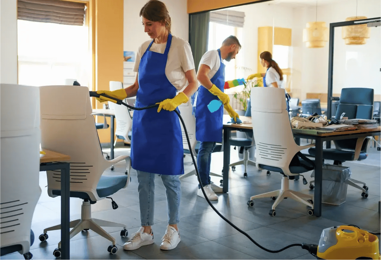 Cleaning team cleaning office.