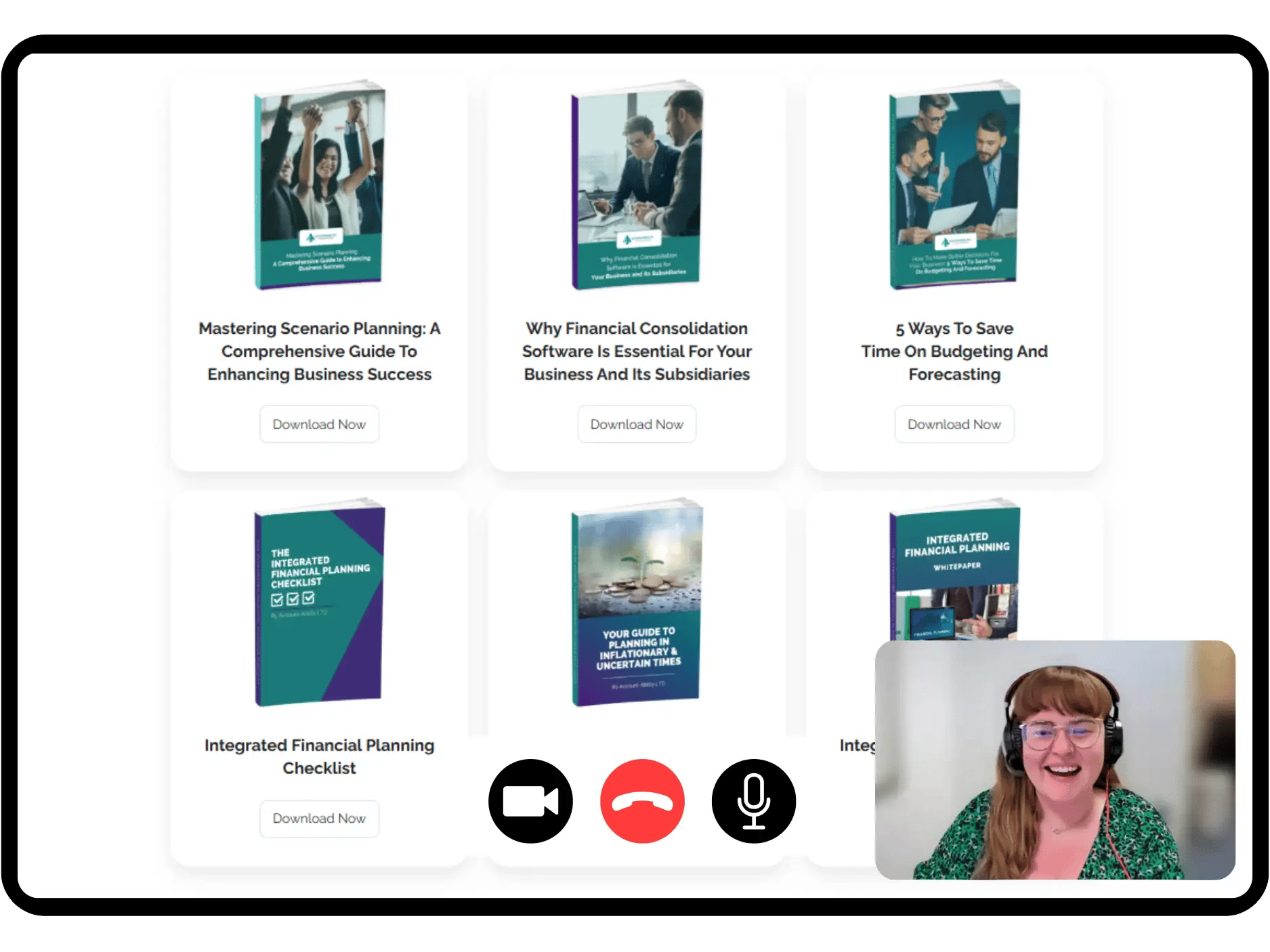 Ellis presenting to her client all the content JDR has written for their marketing campaign