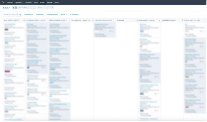 HubSpot Service Hub Ticket Board Blurred JDR Group