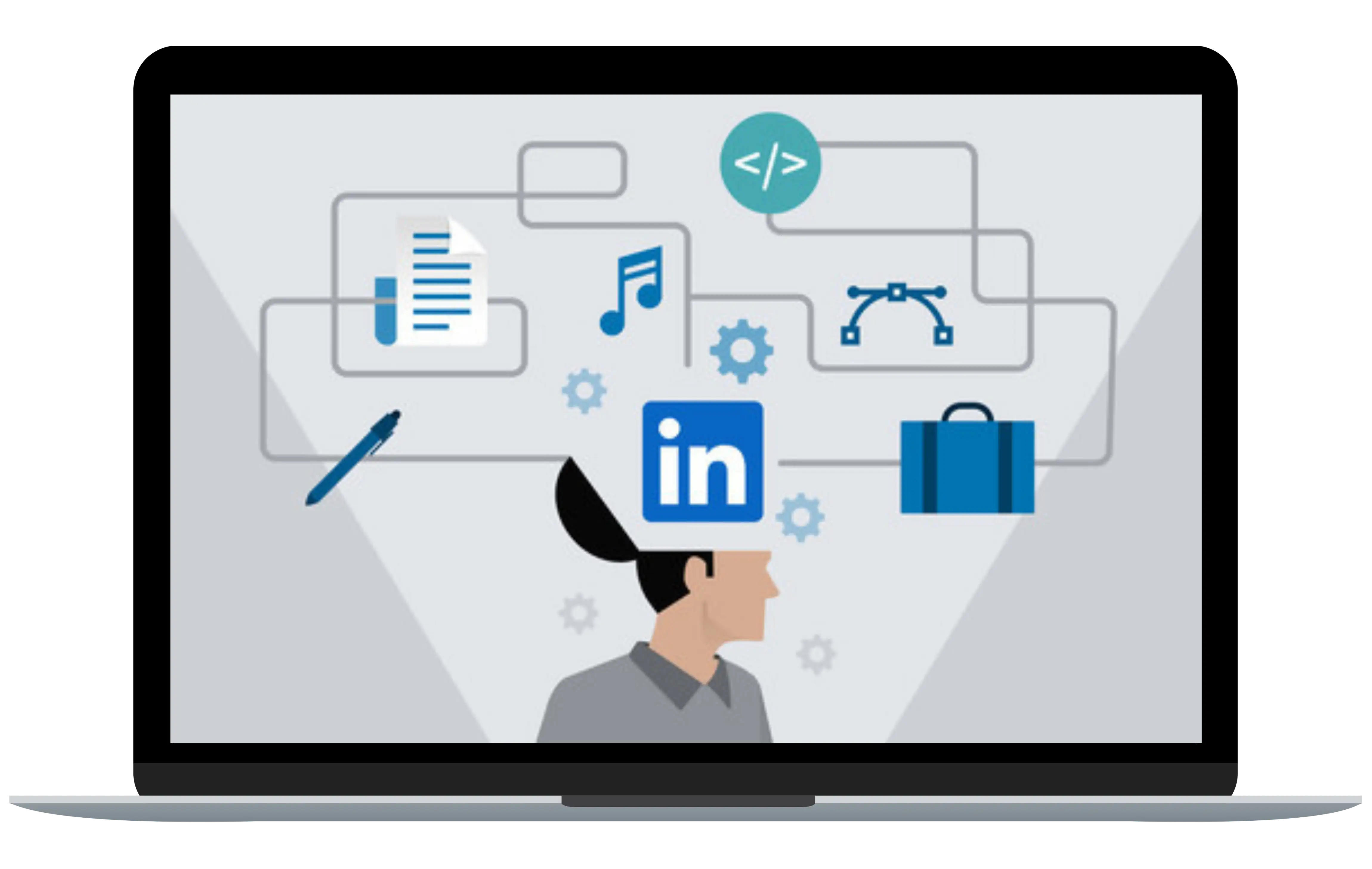 Laptop screen showing LinkedI learning and training programme