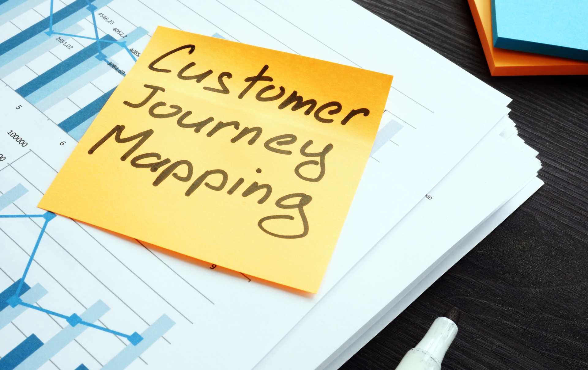 A business owner mapping out their customer's buying journey to better understand how to attract more customers