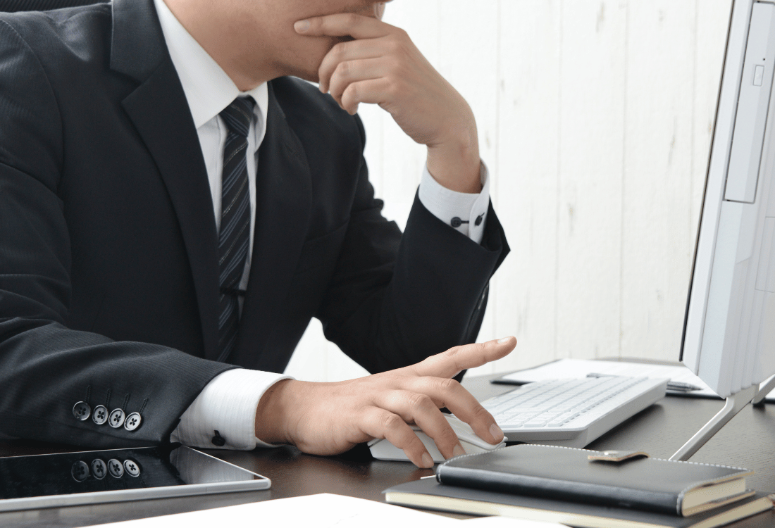 A business owner working on his new premium Linkedin company page.