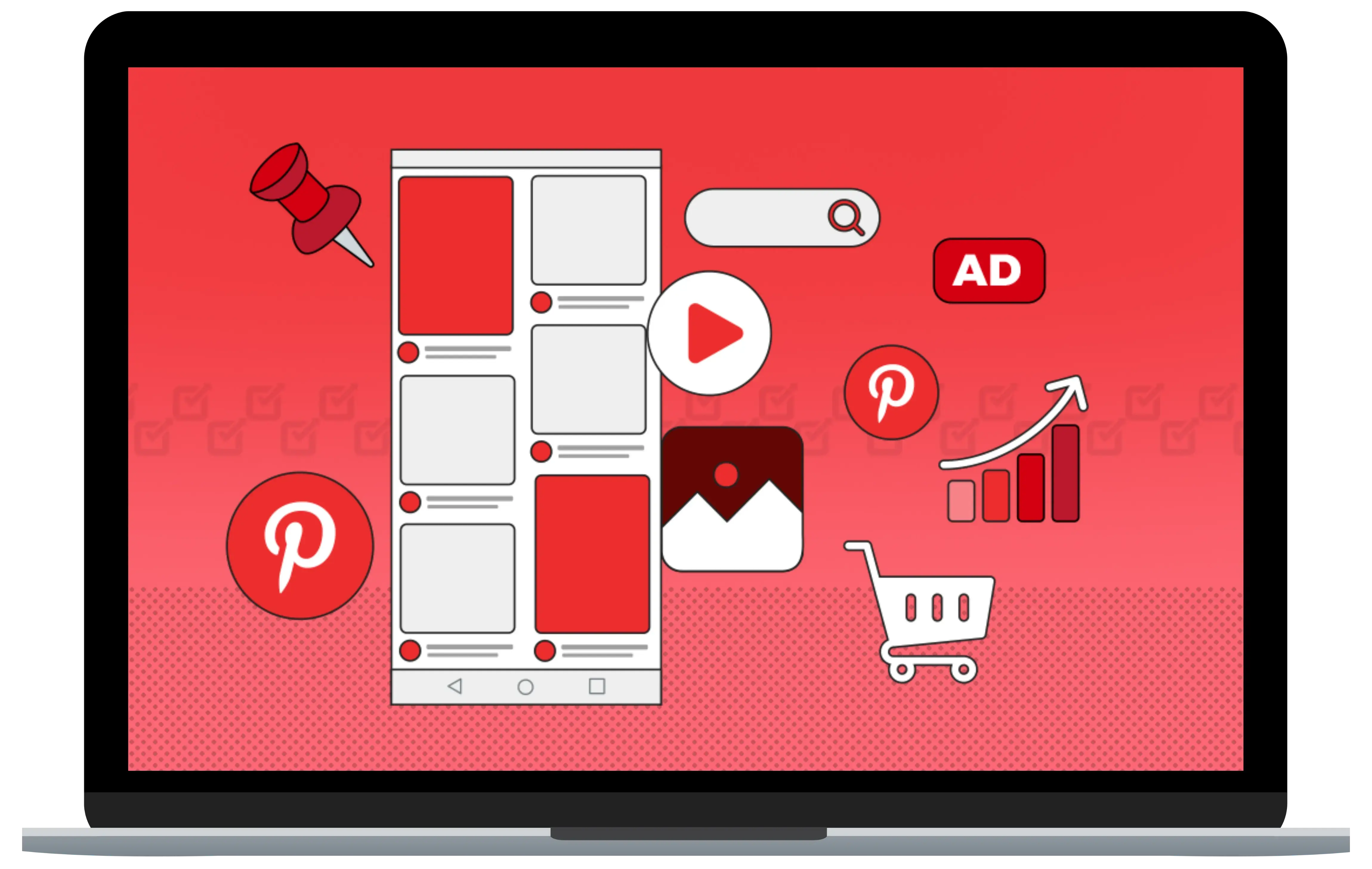 Pinterest Ads dashboard on a laptop screen