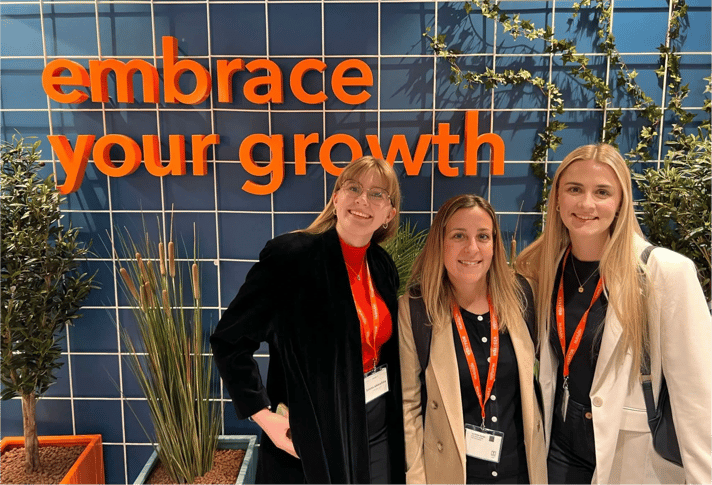 Emma, Leanne and Charlotte from JDR Group at a growth-focused event, reflecting the importance of teamwork and systems in business independence.