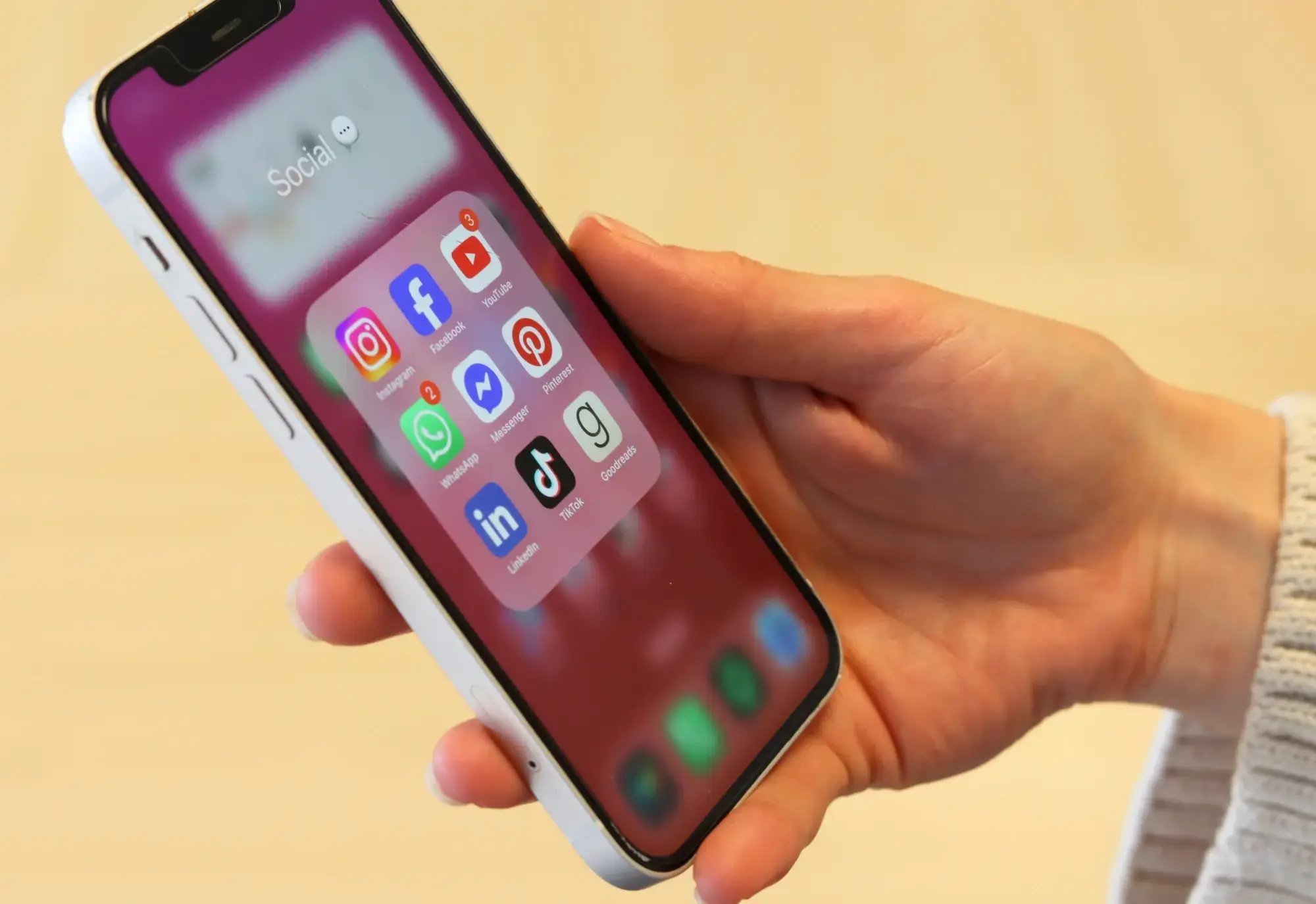 Looking at social media, such as Facebook, Messenger and Instagram and an iPhone