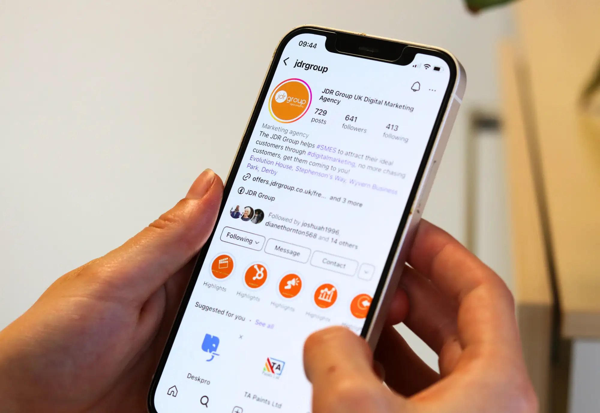 social media marketing for the JDR Group's Instagram