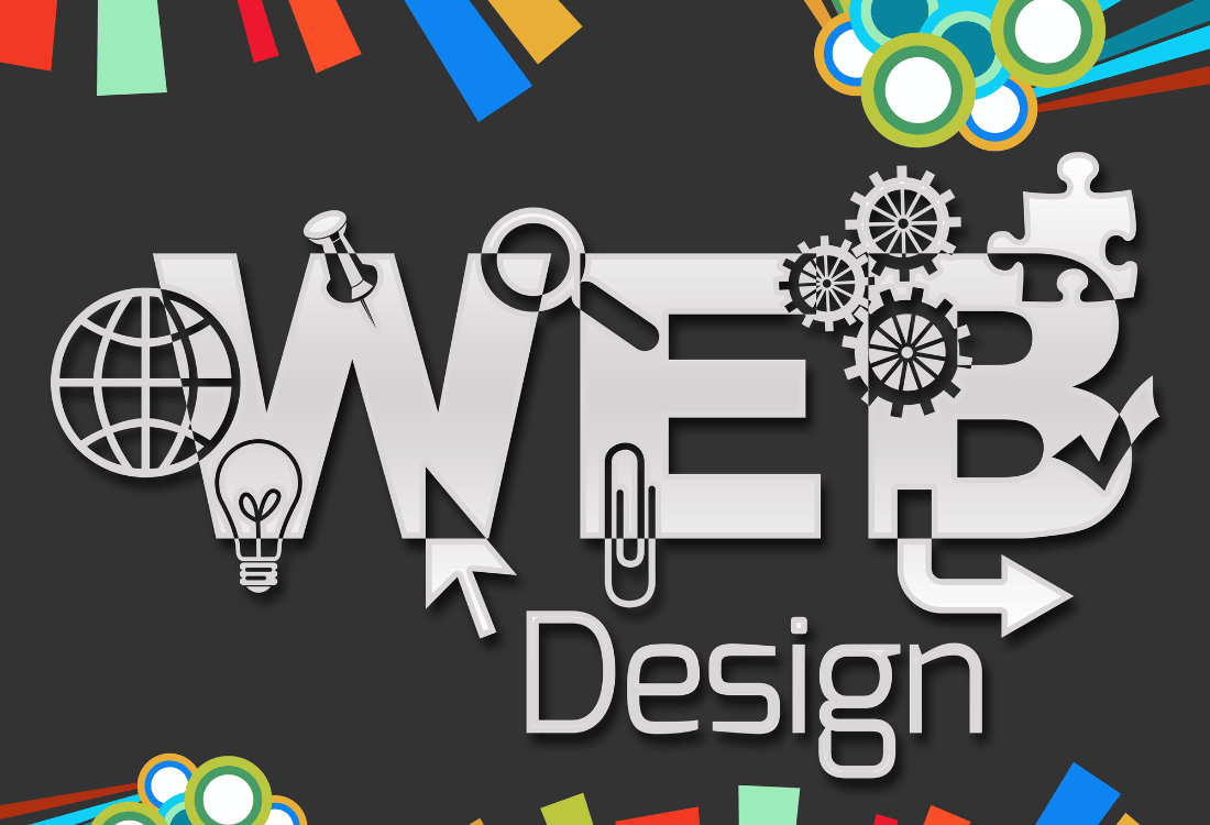 A graphic highlighting the word web design.