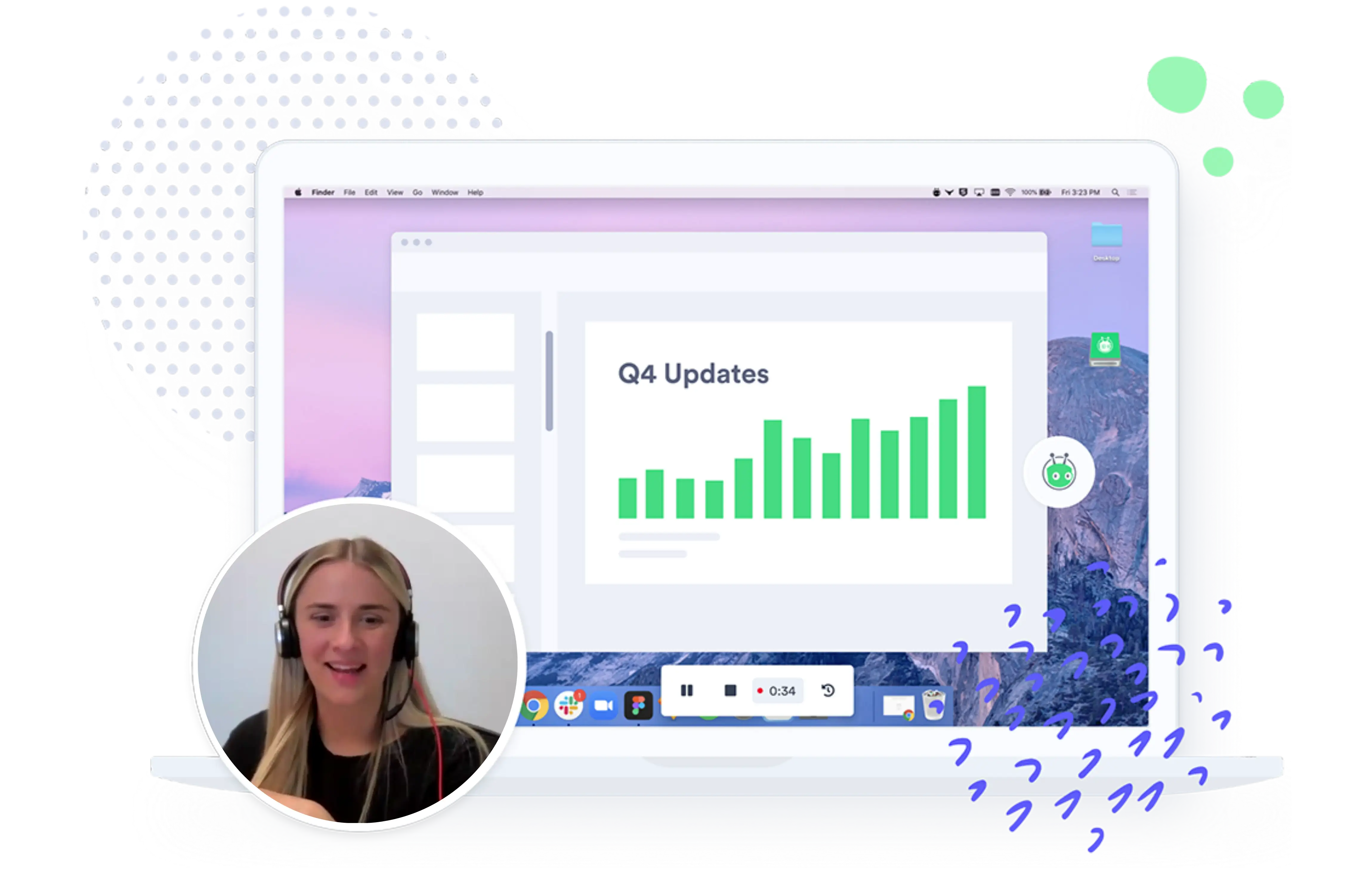 Charlotte recording a Vidyard video to demonstrate how the platform works