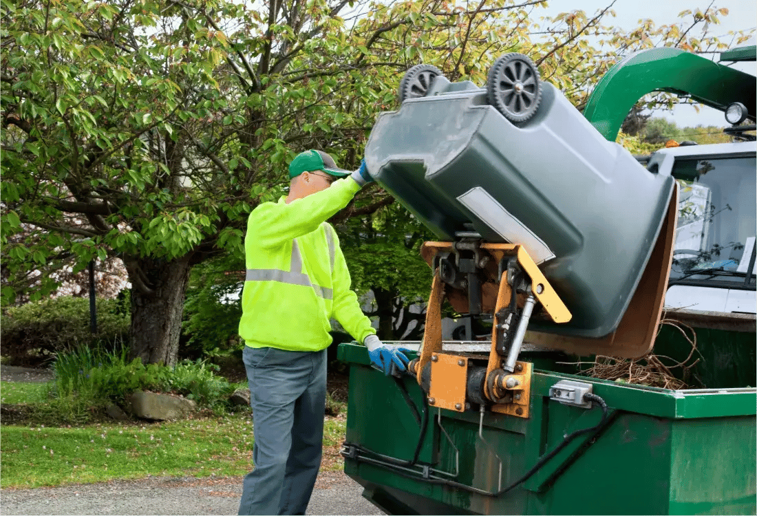 Waste management company in action.