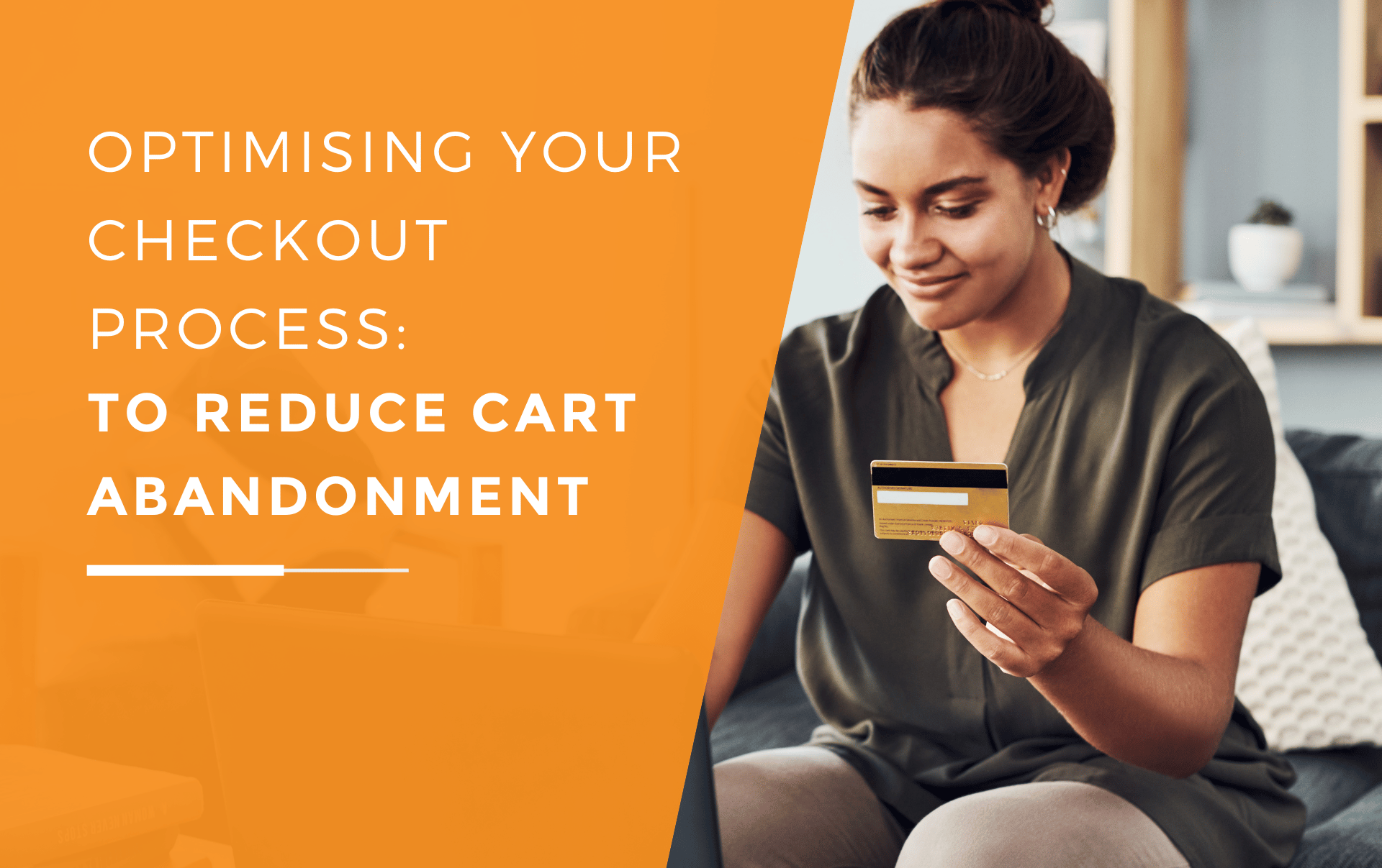 A woman purchasing items online after previously abandoning her cart.