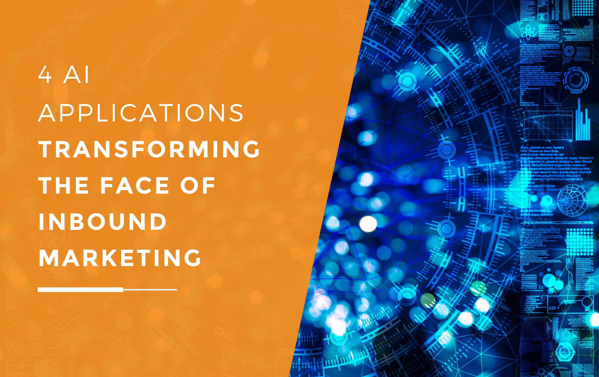 A digital graphic made up of interconnected lights and lines showing how ai applications can transform inbound marketing.