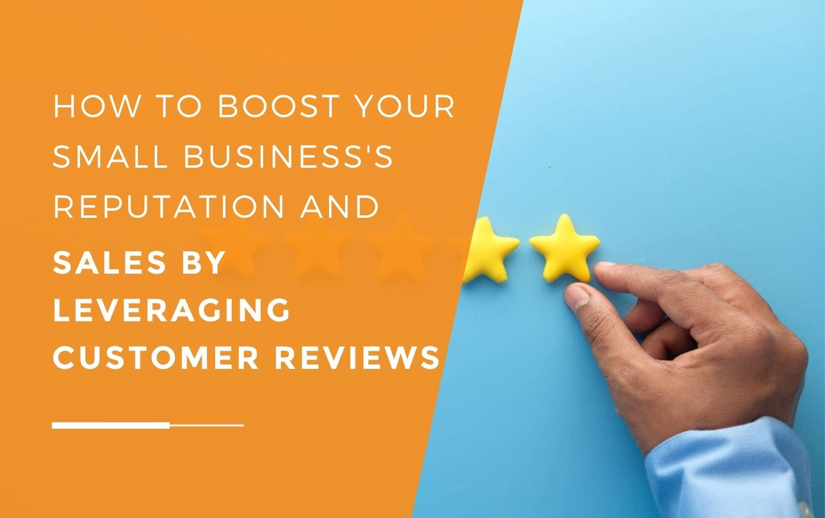 A business owner organising his five stars from his customer's reviews to leverage and boost business reputation and sales