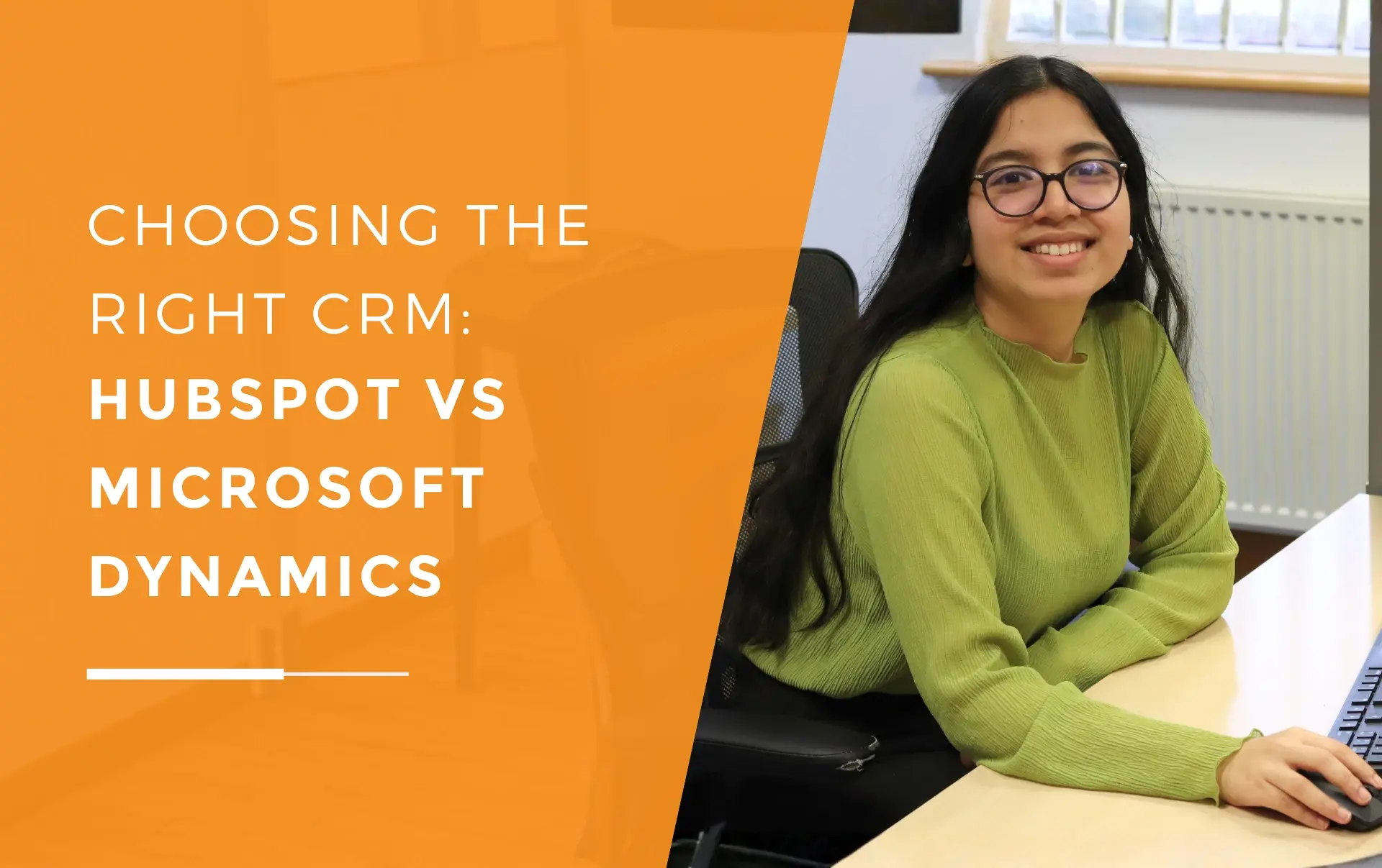 Ayesha demonstrating CRM functionality to a client, representing how clients are guided through the benefits of HubSpot versus Microsoft Dynamics.