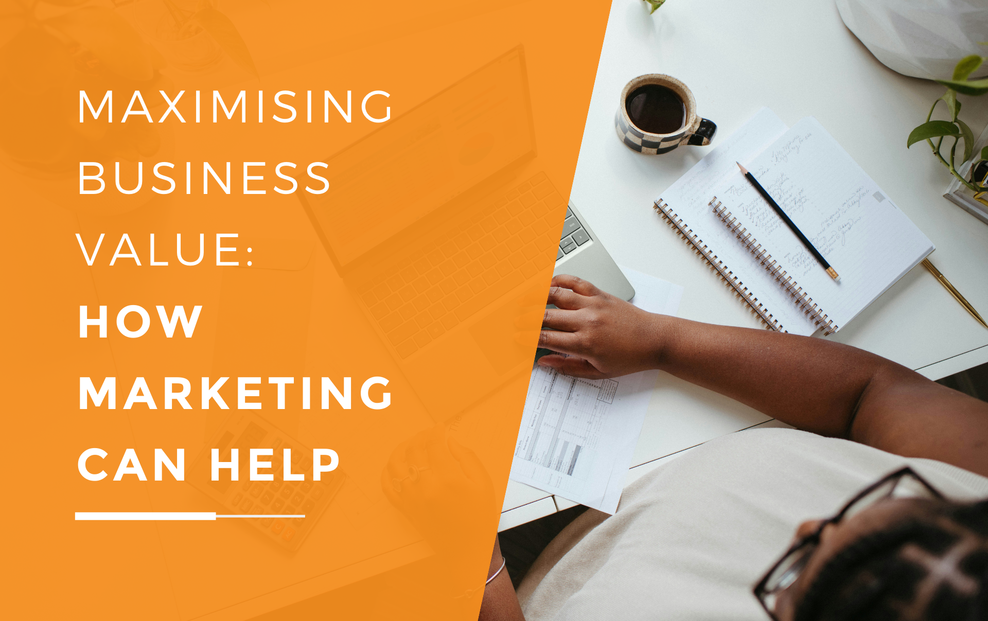 An individual using her laptop to make strategic moves for maximising her business value.