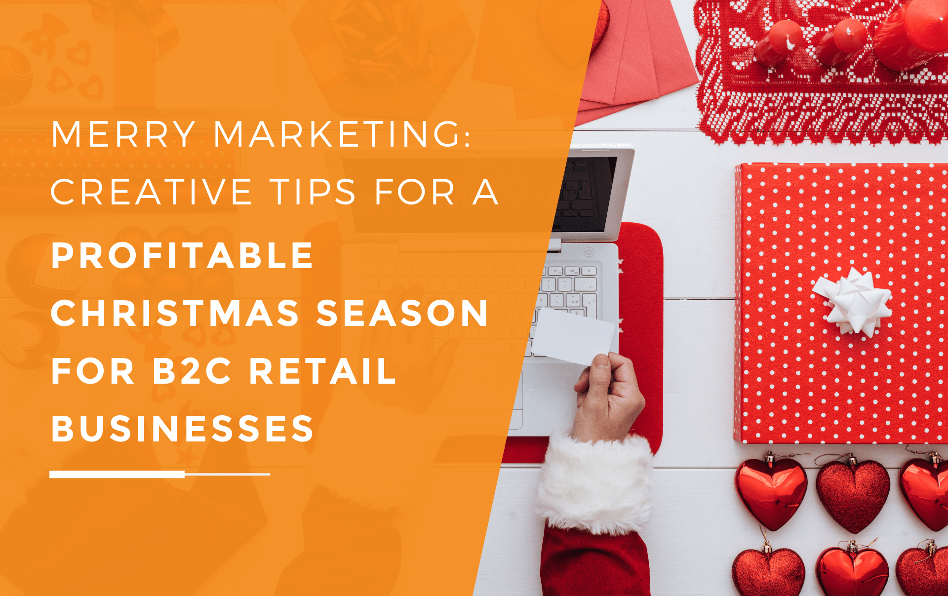 A BC2 Retail business owner creating a social media promotion on their laptop as part of their holiday marketing strategy to ensure a more profitable Christmas season.