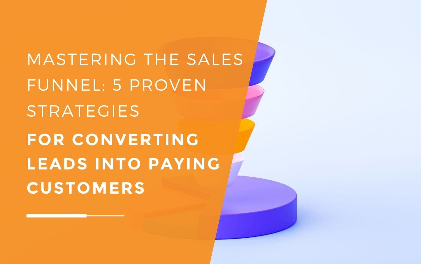 The sales funnel broken up into sections for Awareness, Consideration and Decision resting on a pie chart with conversion rate of a business mastering the sales funnel