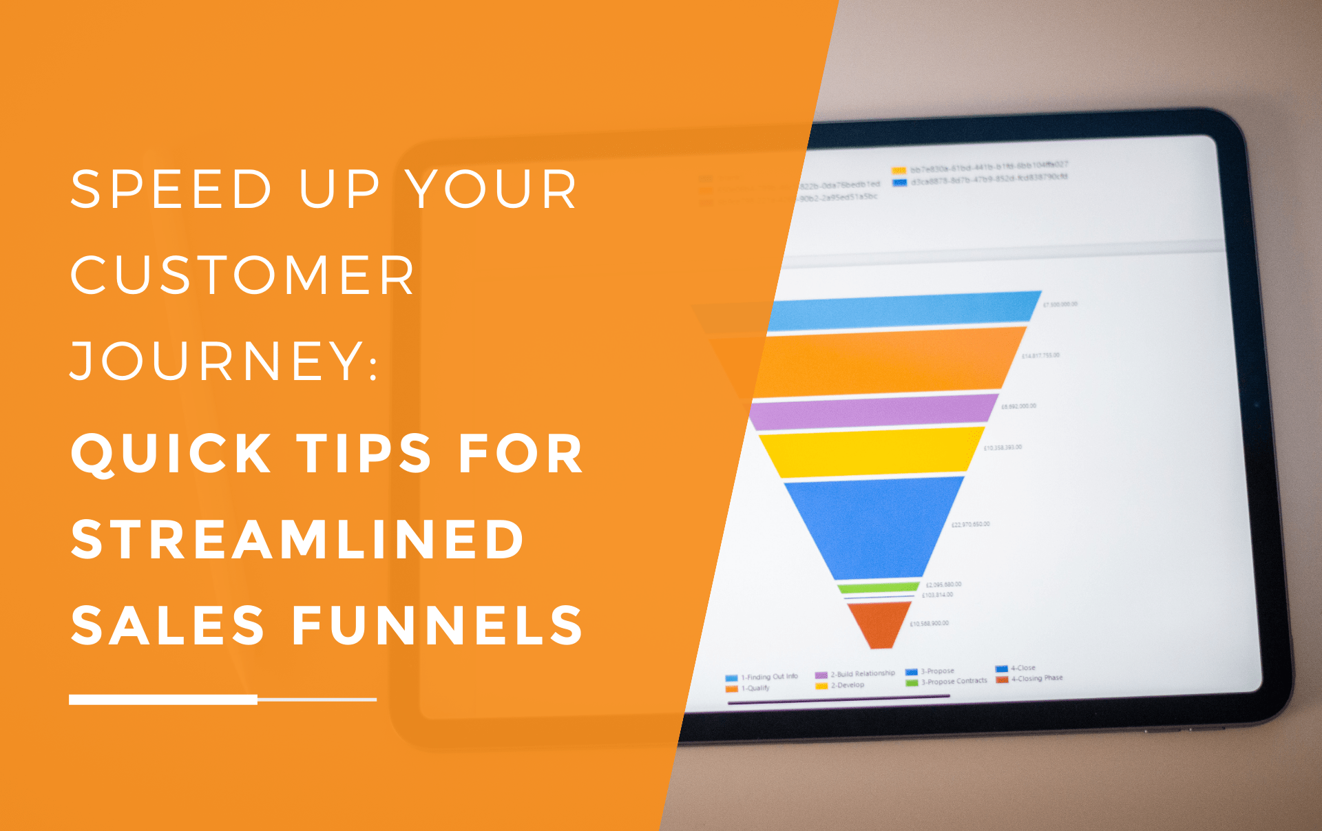 a digital marketing funnel graphic displayed on a tablet screen, illustrating concepts of sales funnel efficiency and streamlining.