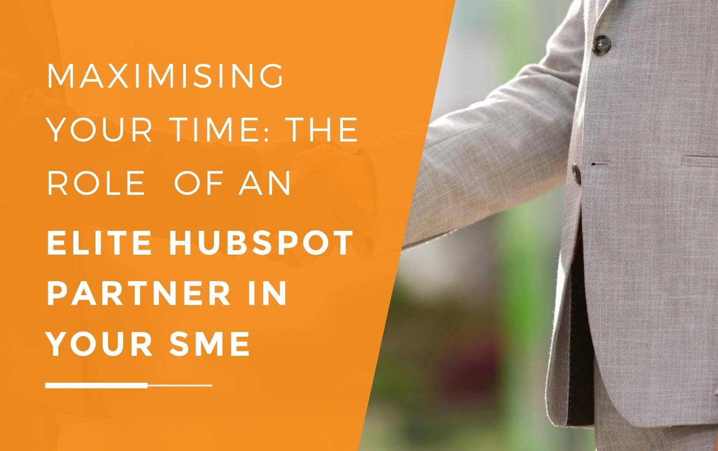 An S M E business owner and an Elite HubSpot Partner marketing agency shaking hands as they agree to partner together for the S M E's marketing practices