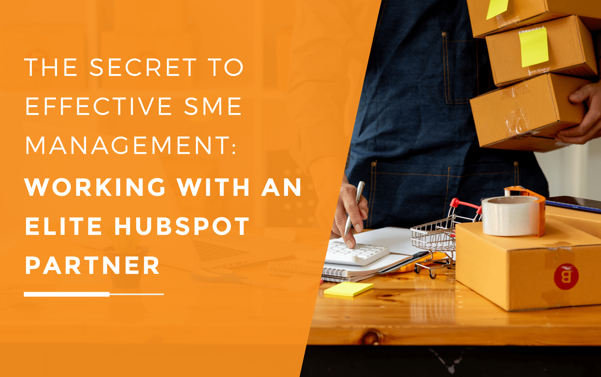 An SME manager coordinates efficient package handling and logistics, highlighting the role of elite HubSpot partners in streamlining business processes for enhanced SME management that leads to sustained growth.