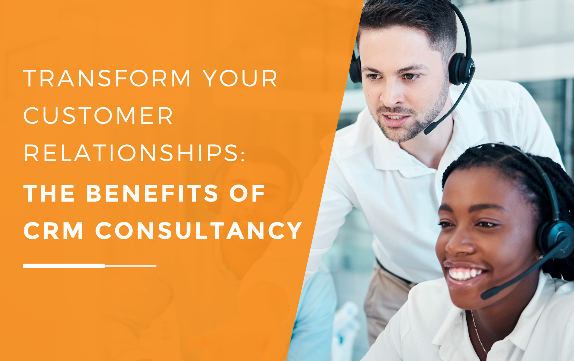 Three customer service professionals are engaged in a collaborative work environment, underscore the theme of leveraging CRM consultancy to enhance customer interactions and relationships.