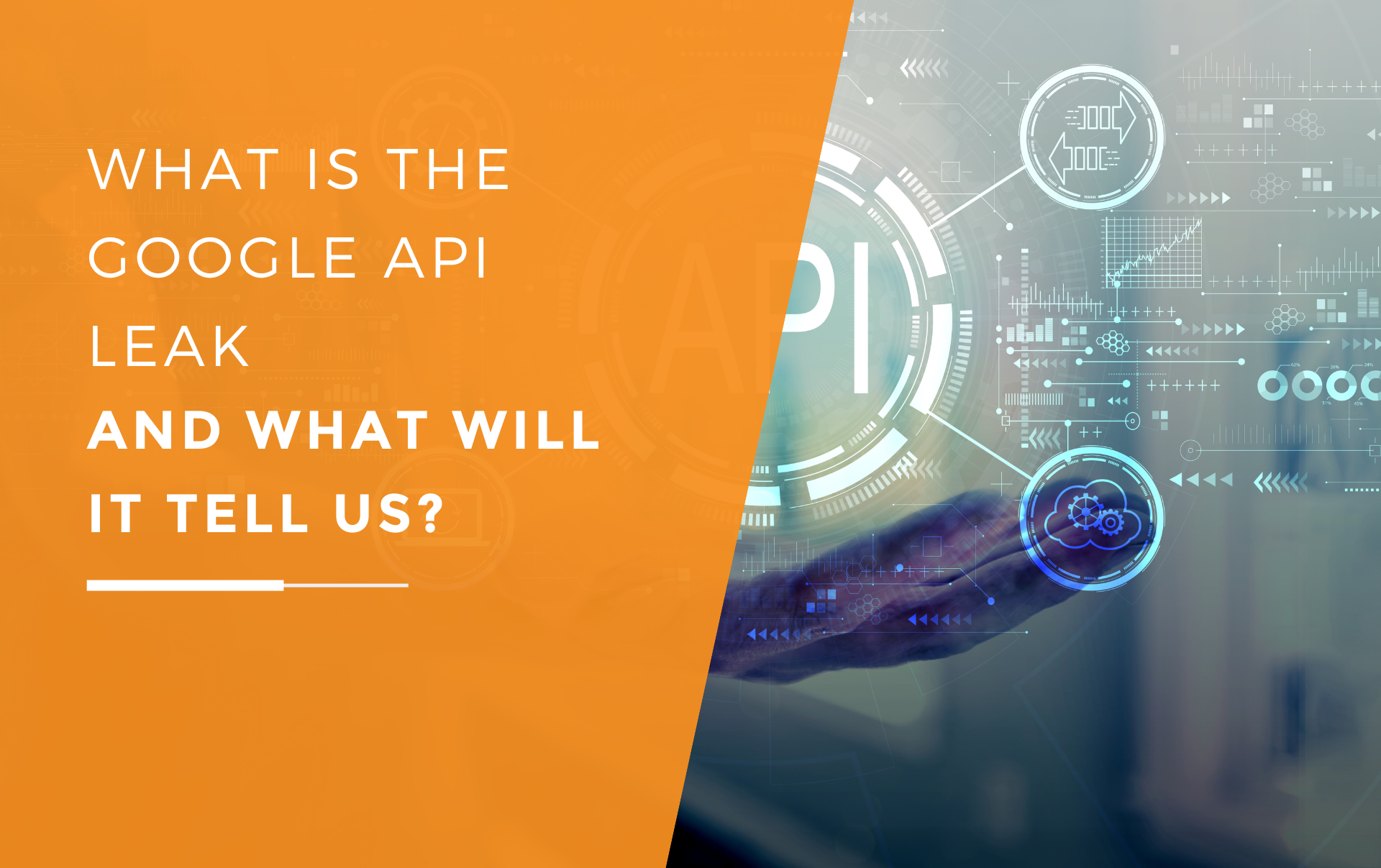 Graphic showing the word API and a outstretched hand.