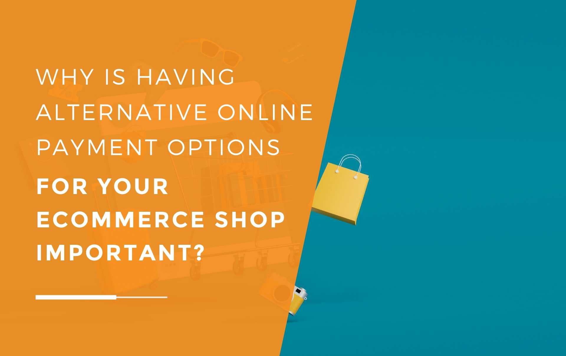 A website page with many items including wrapped presents, a suitcase, camera, sunglasses and headphones bursting from the page as many customers use alternative online payment options on the Ecommerce shop