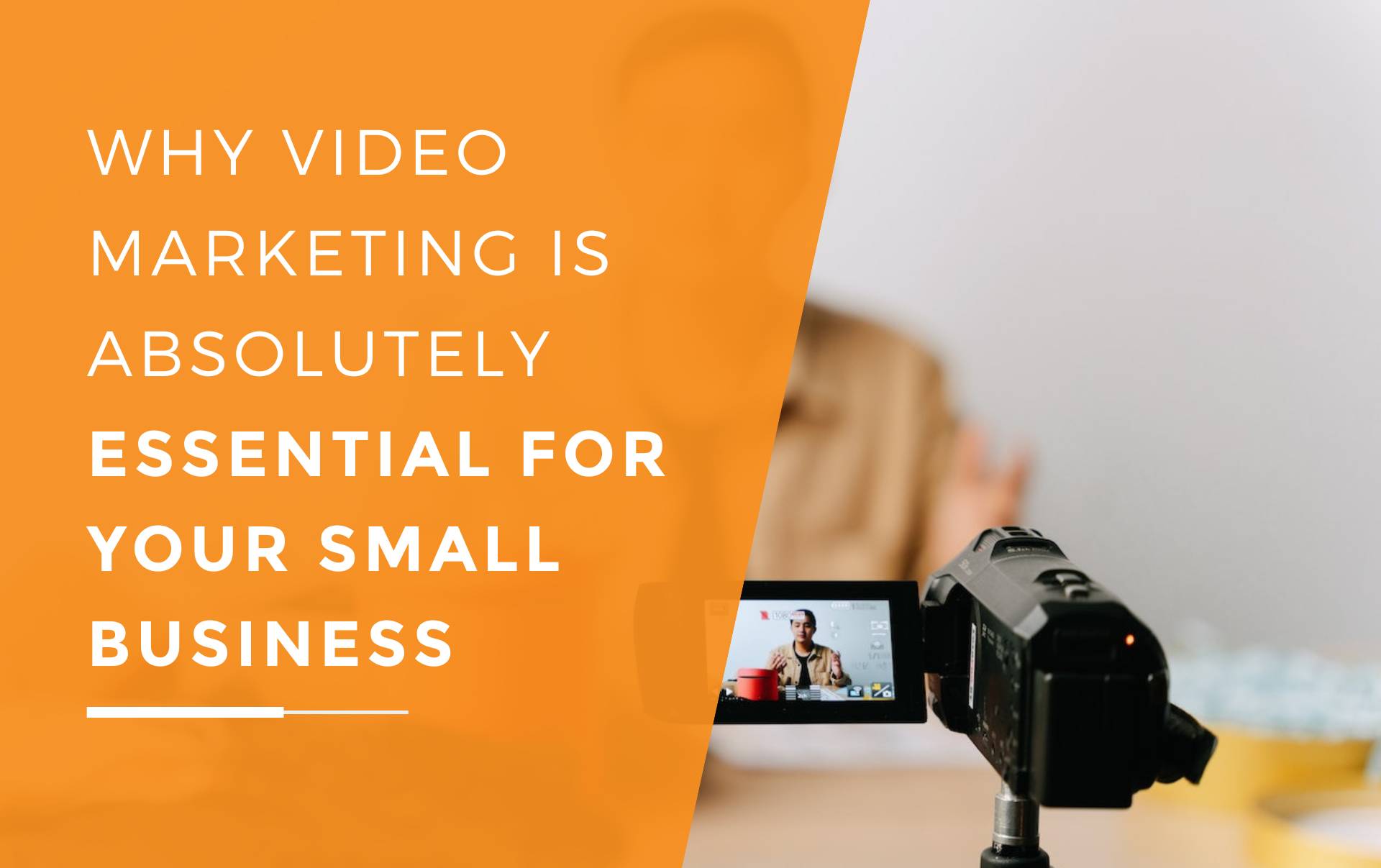 A man sitting in front of a video camera creating video marketing content