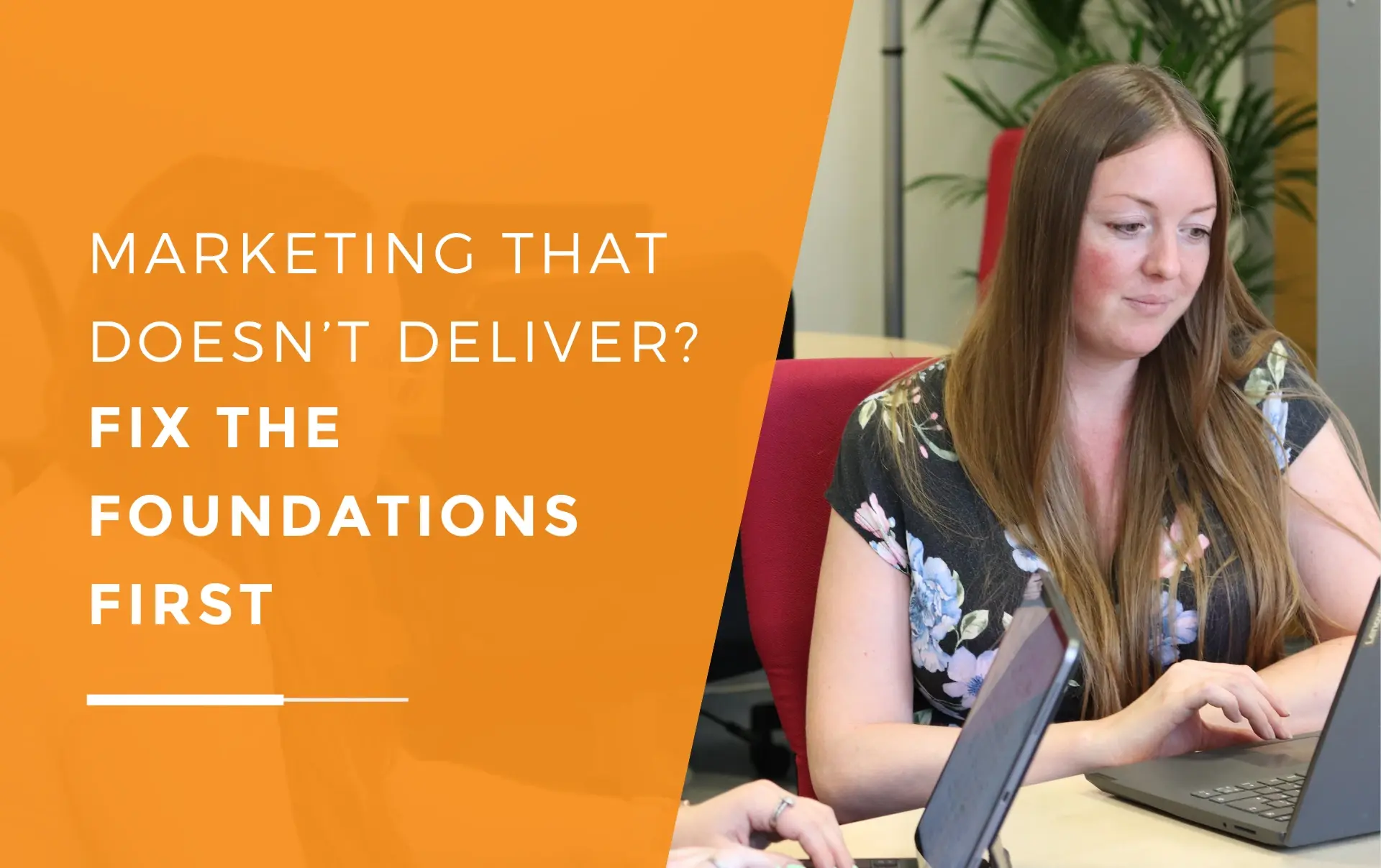 Ellis and Amy reviewing marketing performance data and discussing how to fix underperforming campaigns.