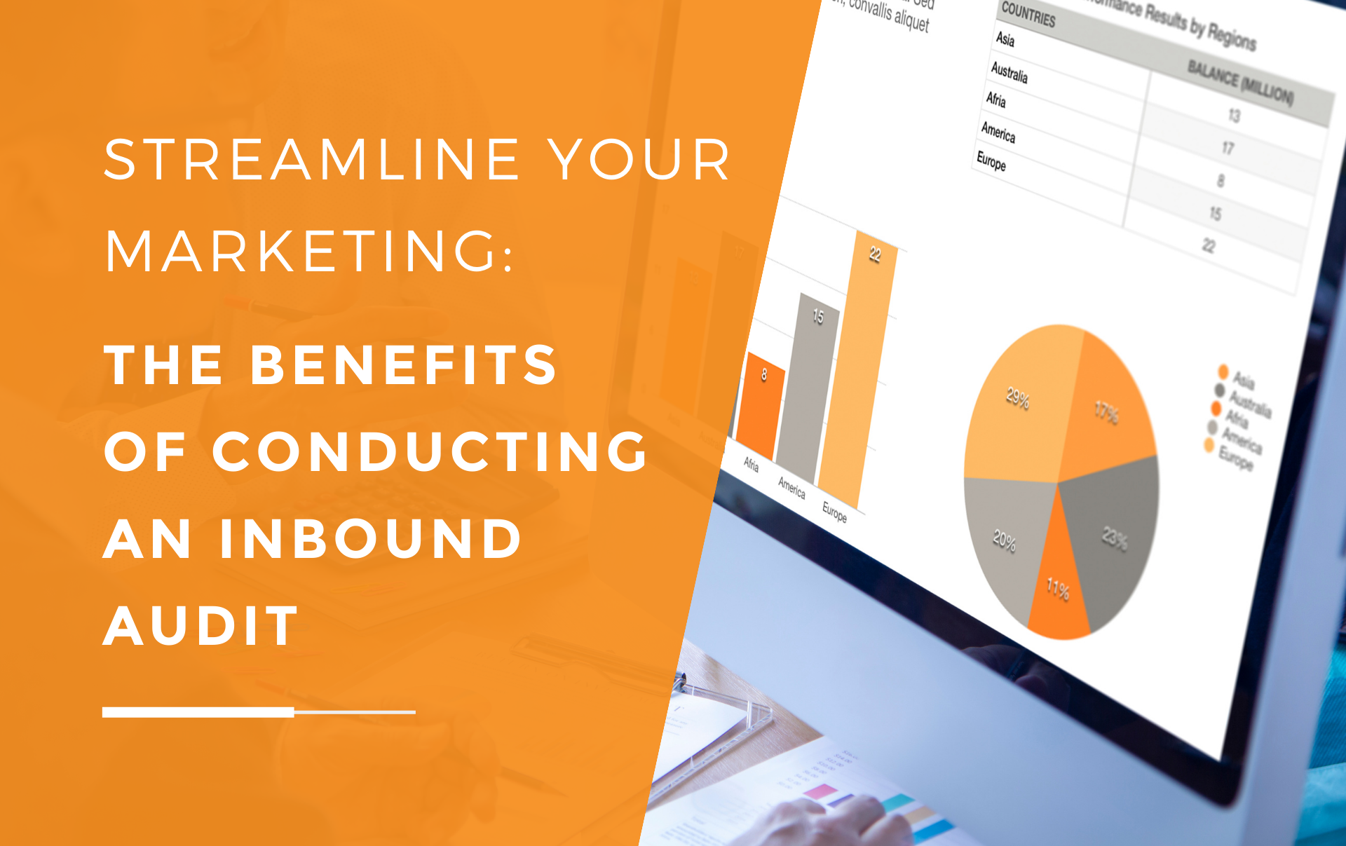 A computer screen with graphs and figures showing the benefits of conducting an inbound audit to streamline your marketing.