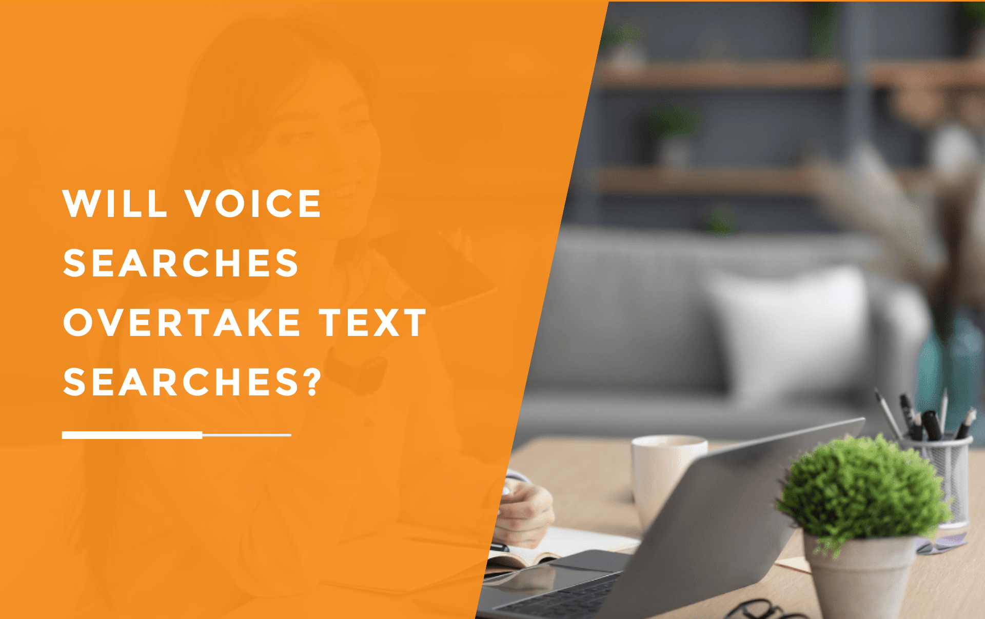 A woman using voice searches to get more information about a specific topic